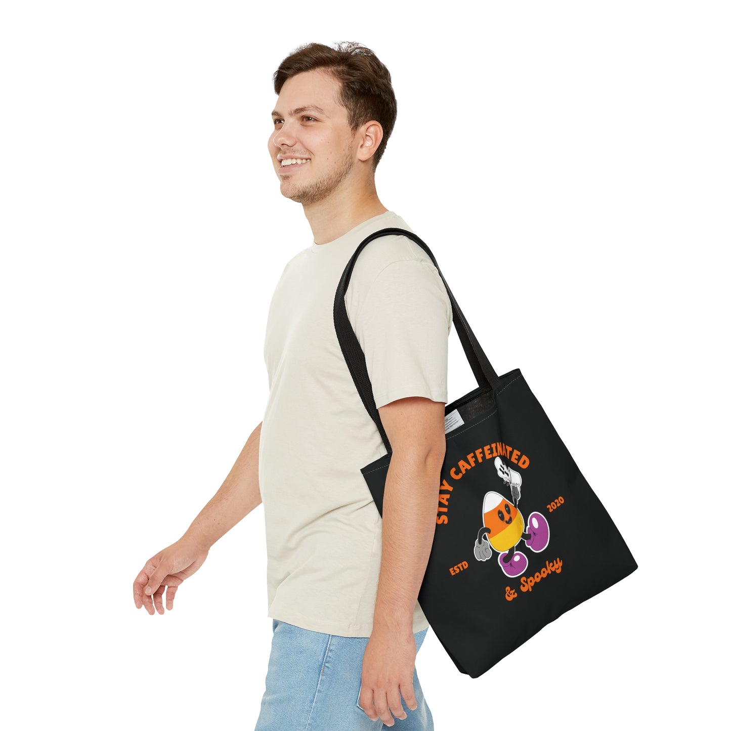 Stay caffeinated and spooky Candy corn tote