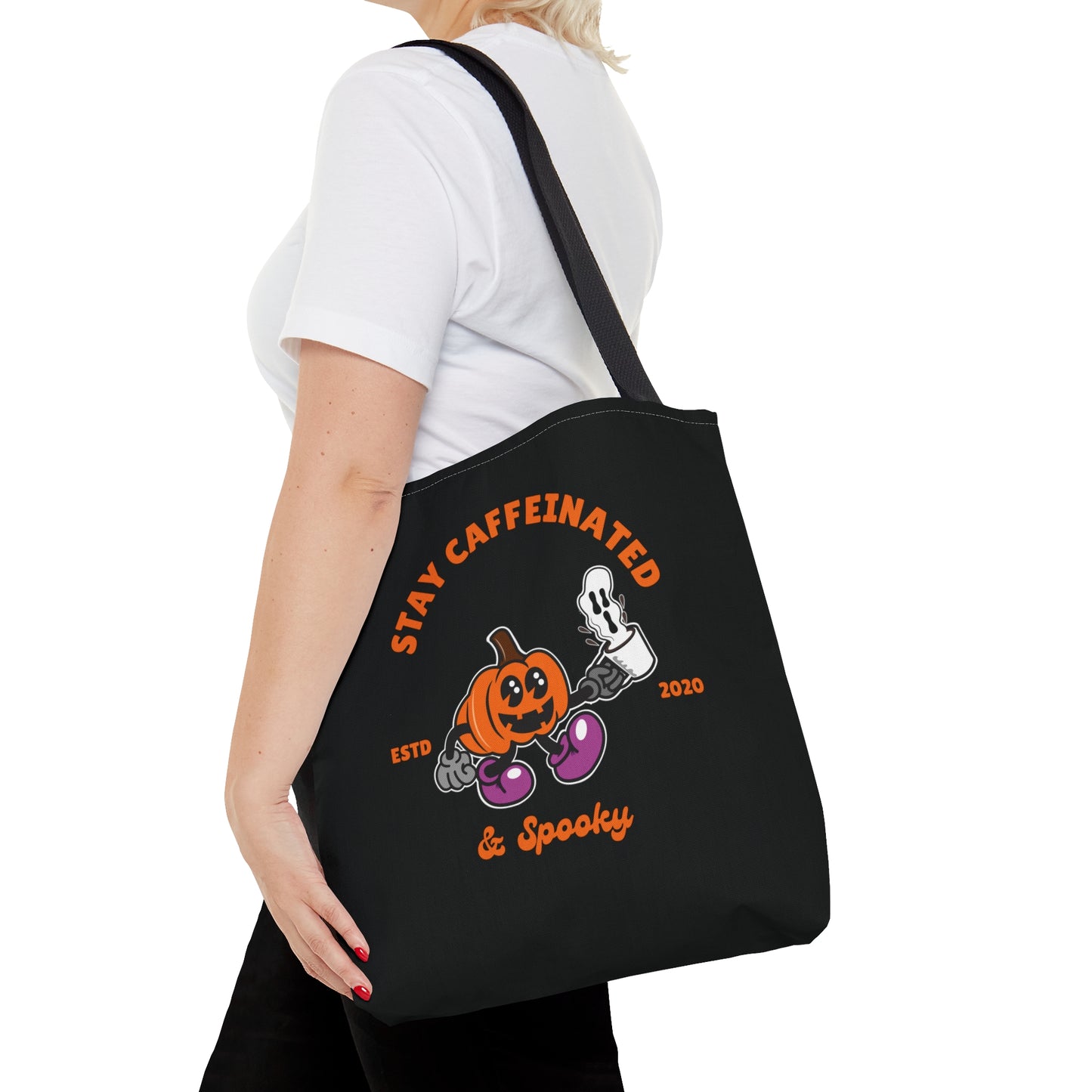 Stay caffeinated and spooky tote