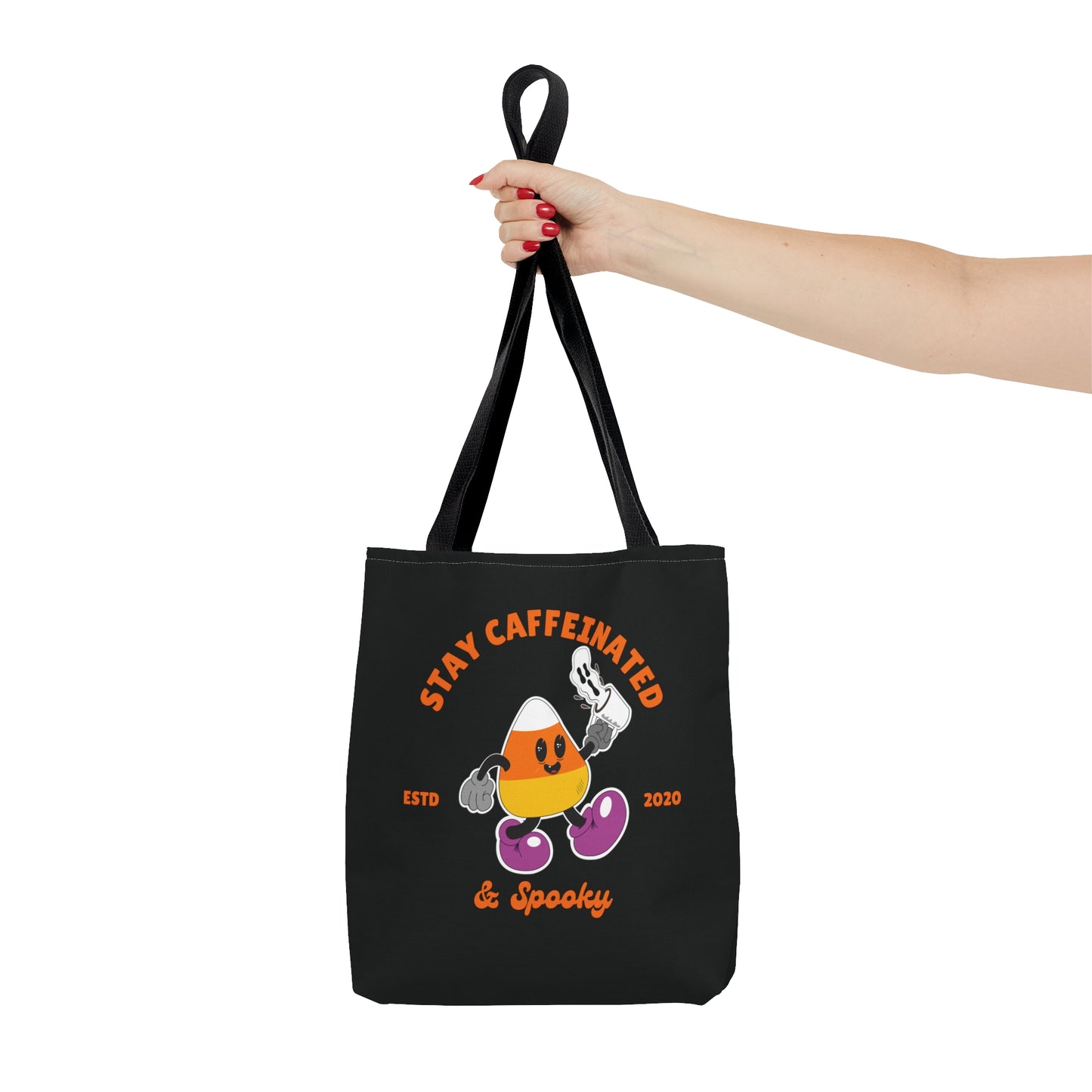 Stay caffeinated and spooky Candy corn tote