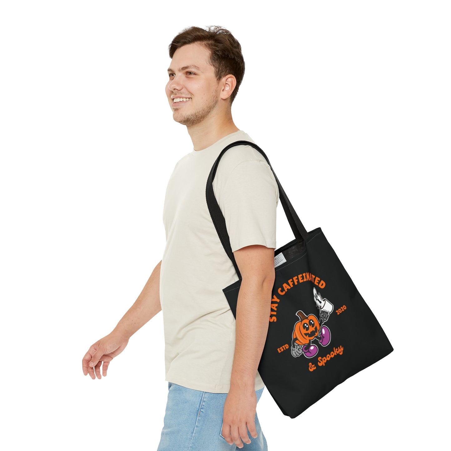 Stay caffeinated and spooky tote