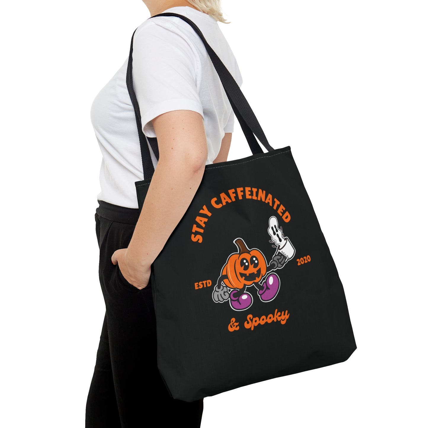 Stay caffeinated and spooky tote