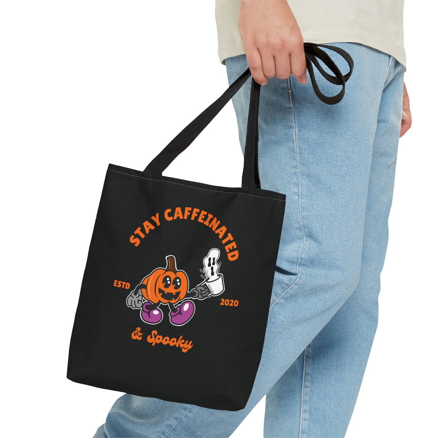 Stay caffeinated and spooky tote